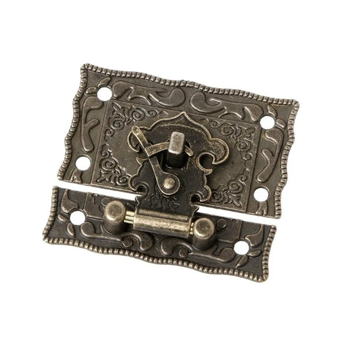 Old School Vintage Style Key Hasp Lock 55x47mm For Small Boxes Brass Tone Chest Lock Antique Brass Finish Durable Zinc Alloy Construction
