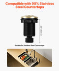 2.5 Inch Brushed Gold Stainless Steel Sink Top Air Switch Kit for Garbage Disposal On Off Button with stainless countertop