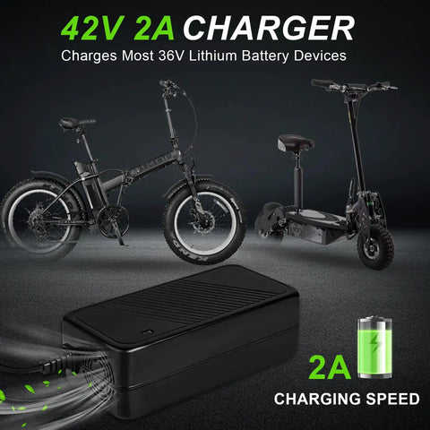 Beefy 42V 2A Ebike Charger For 10S 36V Li Ion Batteries With Full Safety Protections, Fast Charge, Overcharge And Short Circuit Guard, Works With Hiboy Apex XR Ultra Pocket Mod Sports Mod And Similar E Bikes