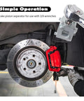 Tough Nails Cube Brake Caliper Compression Tool With 3/8 Inch Drive Socket during piston reset on a car disc brake.