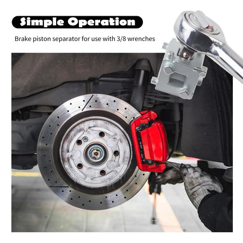 Tough Nails Cube Brake Caliper Compression Tool With 3/8 Inch Drive Socket during piston reset on a car disc brake.