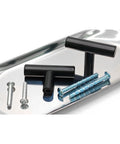 Six Pack 2 Inch T Bar Cabinet Knobs In Brushed Nickel Finish with screws on metal tray