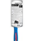 Back packaging of Six Inch WideAzz Adjustable Wrench with Beefy 75 Percent Wider Jaws, blue handle with product info.