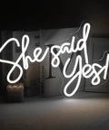 She Said Yes Neon Sign Led Light For Weddings And Parties White 60cm Bride Glow Sign Custom Neon Sign For Bedroom Or Party Room Decor Romantic Vibe Wedding Reception Accent