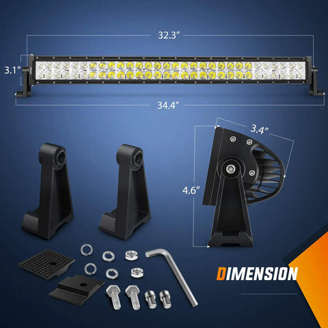 32 Inch 180W LED Light Bar With Spot Flood Combo Off Road Lights For 12V Trucks And Jeeps includes mounting hardware