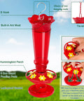 10 Oz Glass Hummingbird Feeder Set Two Pack For Outdoors Hanging Red Ant And Bee Proof With Six Feeding Ports