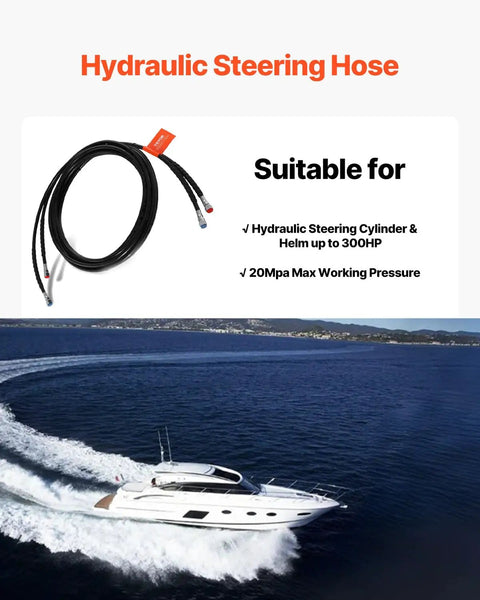 20ft Hydraulic Steering Hose Kit for Outboard Motors 2 Pack Leak Proof TPEE Hoses over scenic seascape