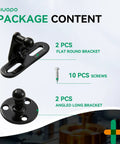 Premium Steel Heavy Duty 10 Mm Ball Stud Mounting Brackets For Gas Struts With 10 Hex Nuts Knockout Quality Package contents image showing brackets and screws.