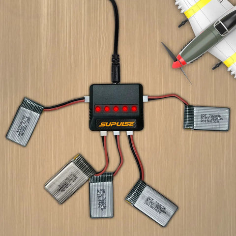5in1 USB Charger For RC Planes And Spare Parts connected with LiPo batteries and RC plane model, high efficiency, IC overload protection.