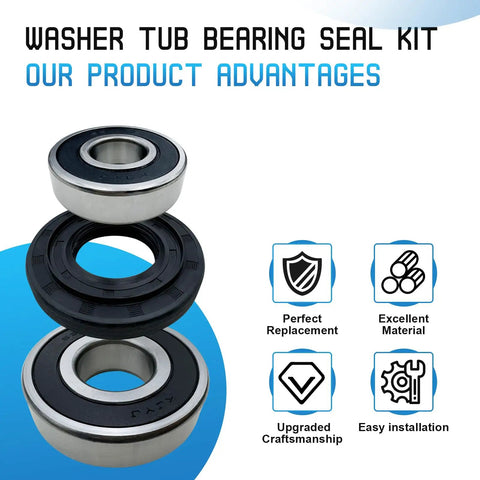 Washer Tub Bearing Seal Kit Replacement For LG And Kenmore Washers, Upgraded Durable Bearing Seal Set with steel bearings and rubber seals