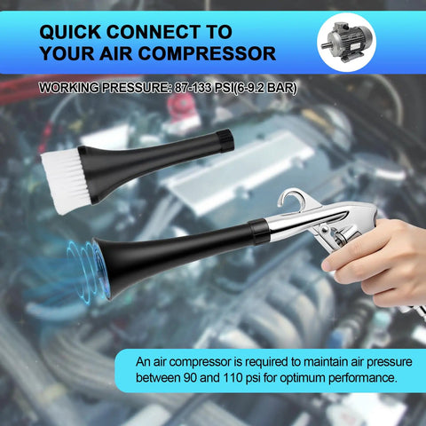 Two Nozzle Air Cleaning Gun For Auto Detailing That Blasts Dust And Grime From Surfaces Fast with Air Compressor
