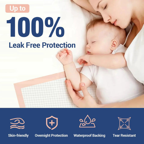 Extra Large Disposable Bed Pads 40 By 36 Inches, 30 Pack Heavy Duty Incontinence Underpads for safe sleep with baby.