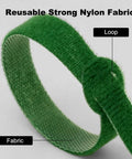 Green loop of Must Have 150 Piece Cable Tie Set With 4 6 8 10 Inch Reusable Hook And Loop Wire Straps In Assorted Colors