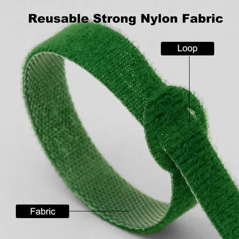 Green loop of Must Have 150 Piece Cable Tie Set With 4 6 8 10 Inch Reusable Hook And Loop Wire Straps In Assorted Colors