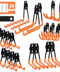 Heavy Duty Garage Hooks 24 Piece Set With 6 Sizes Wall Mount Iron Anti Slip Storage Hanger Organizer for ladders, bikes, tools.