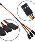 Four Piece JR Y Harness Wire Splitter Set 7.87 Inch JR Male To JST Female Y Cable For Servo Receiver Extensions Ideal For RC Crawler SCX10 TRX4 Winch LED Lights RC Boat shown with connector details