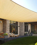 Custom Size Rectangle Sun Shade Sail Canopy 12 By 16 In Sand Color UV Blocking Outdoor Patio Garden Backyard Shade Solution