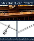 Mini Gallery Rail Set with 5mm silver finish guard rails and glass shelf spindles for wine cabinets and display furniture.