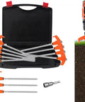 8 Inch Heavy Duty Screw In Tent Stakes 12 Pack With Hex Socket And Storage Case Drill In Ground Anchors For Camping