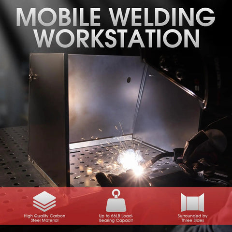 Portable Folding Welding Table With Heavy Duty Carbon Steel Build Handy Carry Handle Three Panel Workbench For TIG MIG ARC Welding