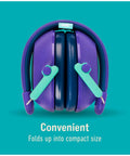 Kids Hearing Protection Plus With Adjustable Headband 22dB NRR For Studying, Quiet Time, Concerts And Outdoor Events, folded purple