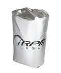 Badass Heavy Duty Weatherproof Car Cover For Tesla Model X in silver, packaged with logo, ready for use.