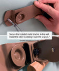 Installing bracket of 7 Continent Advanced Physical Classroom Pull-Down Map Set for Grades 9 and Up, showing metal hardware