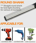 Round shank of Heavy Duty 7/16 Inch Wood Brad Point Drill Bit Set, compatible with cordless and corded drills.