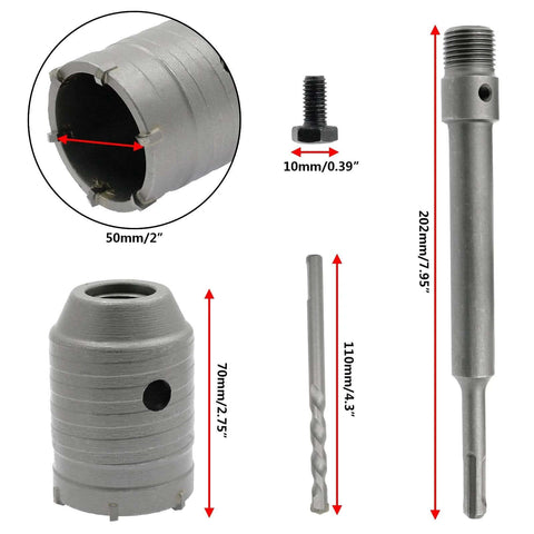 Hordion gray 50mm concrete hole saw with SDS-Plus shank and 202mm connecting rod drill for cement brick walls