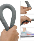 No Sweat 10 Foot Washing Machine Drain Hose Extension Kit With Universal Couplers, flexible PVC tubing, shown in hand.