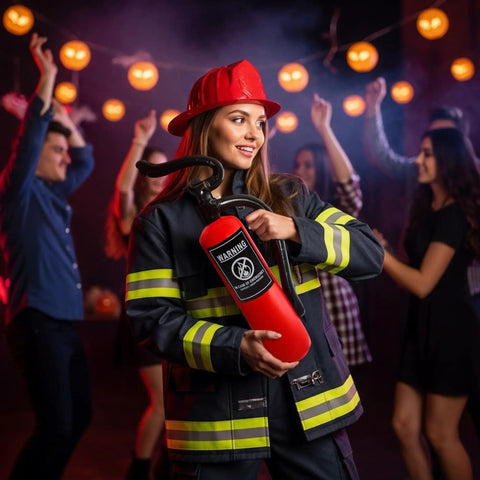 Inflatable Fire Extinguisher Prop For Firefighter Costumes And Themed Parties, 20 Inch Red Blow Up Accessory For Realistic Look