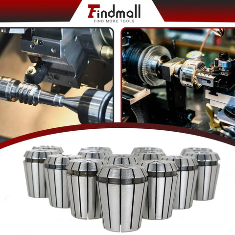 ER32 Collets Set 14 Piece Pro Grade High Accuracy Machinist Kit for Milling and CNC displayed with metallic finish