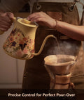 Floral Design Gooseneck Electric Kettle With 0.8L Capacity Precise One Degree Fahrenheit Temperature Control used for pour-over coffee
