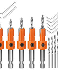 Countersink Drill Bit Set With Hex Shank For Woodworking And DIY Projects Ten Piece Multi Size Kit With Five Tapered Bits