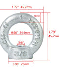 Heavy Duty Lifting Eye Nuts 3/8-16 UNC Thread, Drop Forged Galvanized C15 Steel, Ring Shape Lifting Eye Nut with dimensions