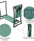 Foldable Garden Kneeler Seat With Tool Bag Dual Function Kneeling Pad And Gardening Stool Workhorse For Seniors Outdoor Use Built Tough From Heavy Duty Iron With Non Slip Feet And Easy Fold Mechanism for comfort and convenience.