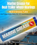 Beefy Marine Wheel Bearing Grease Tube 2 Pack 14 Oz Waterproof High Temperature NLGI 2 Lubricant for trailers