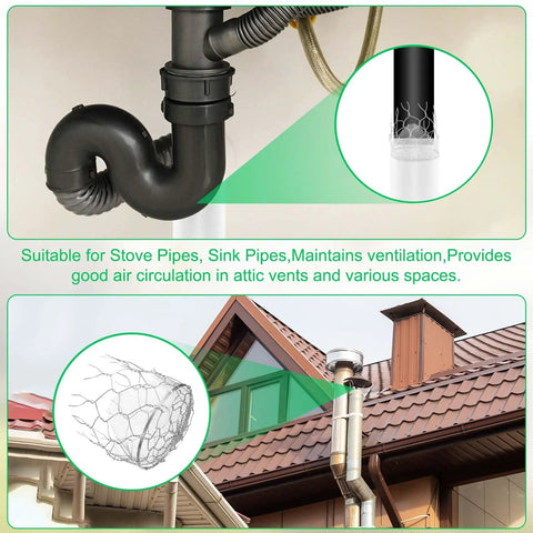 101Mm Gutter Guard Filter Mesh Screen 304 Stainless Steel With 2Mm Hole Grid 4 Inch Diameter Downspout Guard installed on roof vent