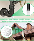 Gutter guard filter installed on roof vent and pipe showing mesh and fitting details; 52mm OD Gutter Guard Filter Downspout Strainer With 5mm Mesh, 304 Stainless Steel Mesh Screen, Roof Vent Cover, PVC Termination Cap, 3.6 Inch Height, Includes Cable Ties, Heavy Duty Debris Blocking For Gutters And Vents.