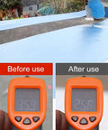 Heavy Duty Self Sealing Asphalt Tape With Aluminum Foil Backing waterproof bitumen roll shown on roof, before and after temperature readings.
