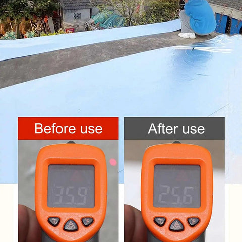 Heavy Duty Self Sealing Asphalt Tape With Aluminum Foil Backing waterproof bitumen roll shown on roof, before and after temperature readings.