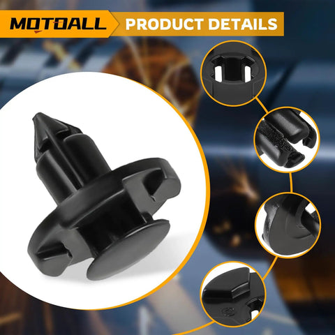 Premium Black Nylon Push Pin Clips for Bumper Shield and Fender Trim Panel Fasteners Retainer Rivets