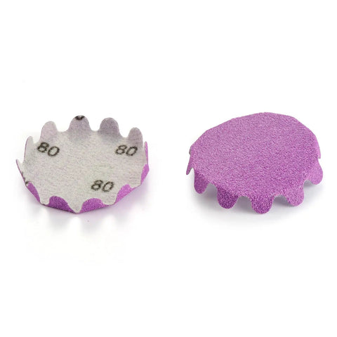 Heavy Duty Flex Edge Sanding Discs With Kickass 80 To 800 Grit Range, 80 grit design showing fold over edges for secure attachment.