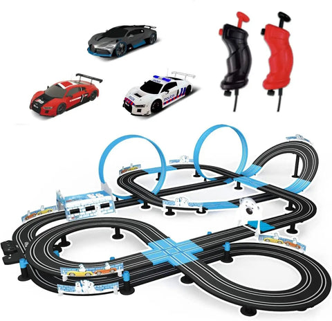 High Precision Slot Car Controller for 1:43, 1:64 and 1:87 Track Sets with cars, complete race track layout