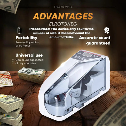 Portable Money Counter With UV Lamp Counts Bills Fast Up To 600 Banknotes Per Minute Lightweight Cash Counter
