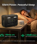 N1000 Portable Power Station 1024Wh 1800W providing silent power, CPAP machine on bedside table, sleep aid, home backup use