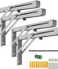 16 Inch Folding Shelf Brackets Set 4 Pack Heavy Duty Stainless Steel Wall Mounted L Shelf Brackets Max Load 550 Lb For DIY Tables Work Benches Space Saving Easy Install With Mounting Screws Leveling Tool