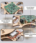 DIY Wooden RC Drone Kit For Adults And Beginners Build Your Own Quadcopter With Gyroscope Remote Control 3D Building Blocks A Hands On STEM Project For Learning Electronics And Flight showing circuit board, sensor, and battery connections.