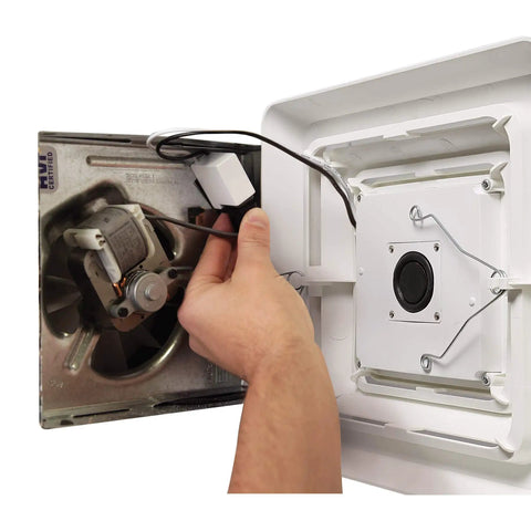 Bluetooth Speaker Bath Exhaust Grille Cover With LED Light For Bathroom Fans White Finish installation process