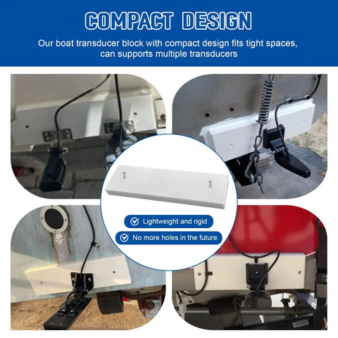 Universal Transducer Mounting Plate For Boats And Kayaks, 12 By 3.5 By 0.75 Inch Transom Board installation examples, marine grade white